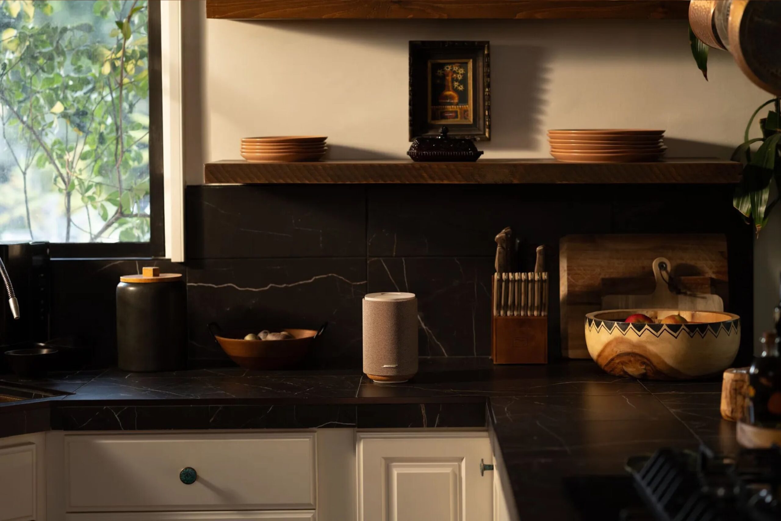 Bose Lifestyle Collection speakers on the kitchen countertop