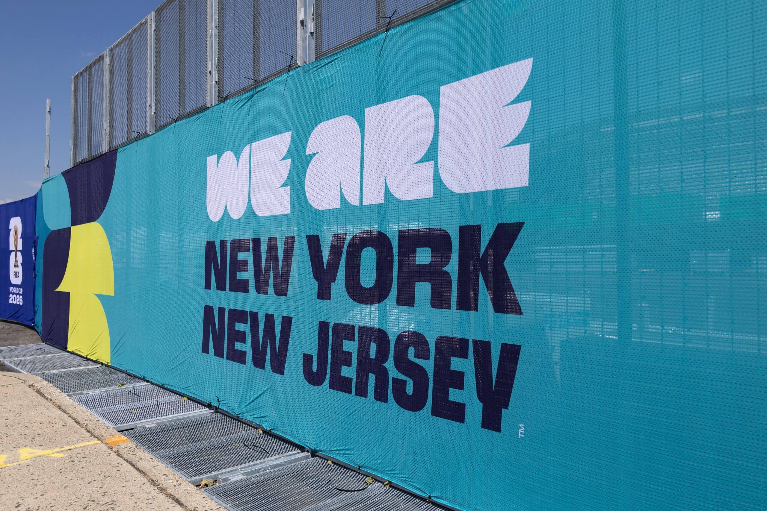 Autograph session outside MetLife Stadium, which puts New York in front of New Jersey.